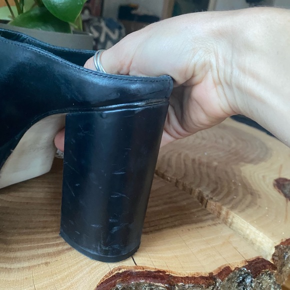 ALOHAS Revolve Clock out clog platform block heel mules black leather Spain - Picture 8 of 12